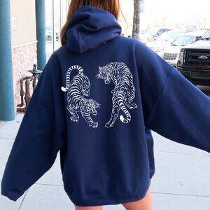 Tiger Hoodie, Navy Blue